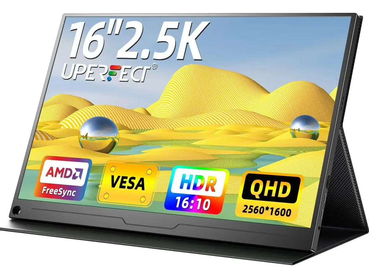 Monitor portátil 2k, 16 polegadas X Qhd Monitor Pro. Cor Preto