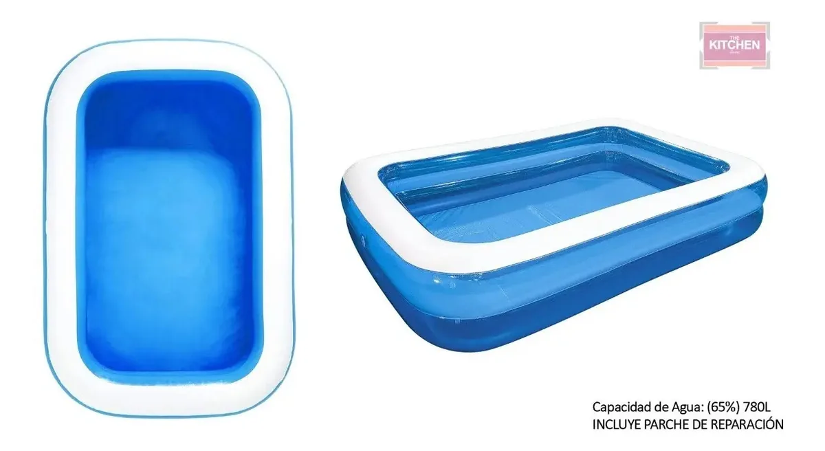Grande piscina inflável familiar retangular 2.62mx1.75x50cm