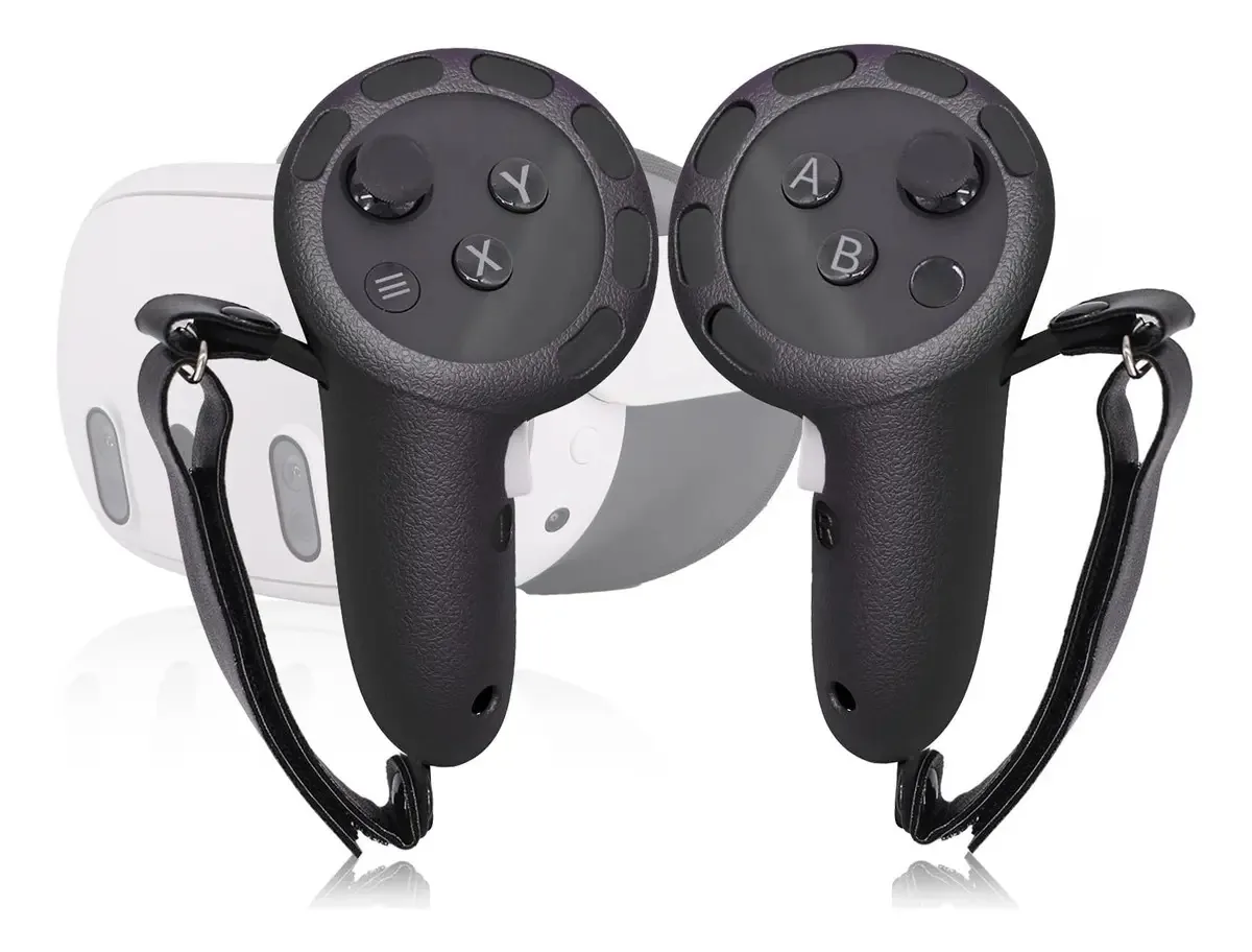 Protetor de controle Aodelan VR para Meta/Oculus Quest 3, alças de controle compatíveis com acessórios Quest 3, capa protetora de silicone com alça estendida com tiras de velcro (cinza)