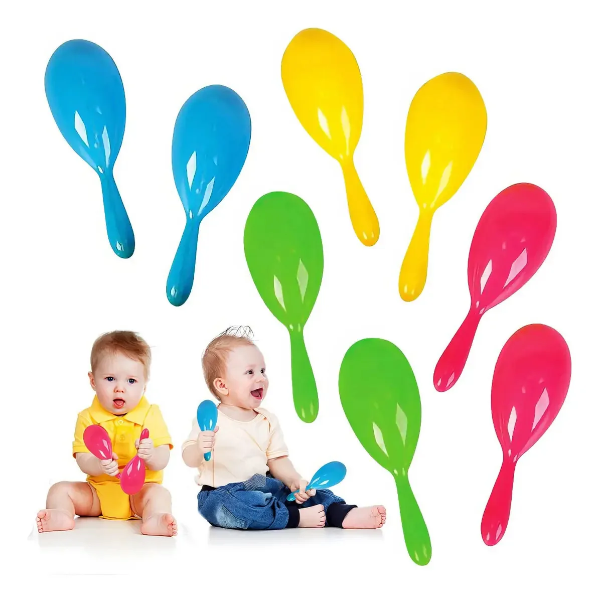 Maracas de plástico Artcreativity de 4 polegadas para crianças, 12 pares, agitadores de mão Neon Music, divertidos aparelhos de barulho e instrumentos musicais de brinquedo, memórias de festa