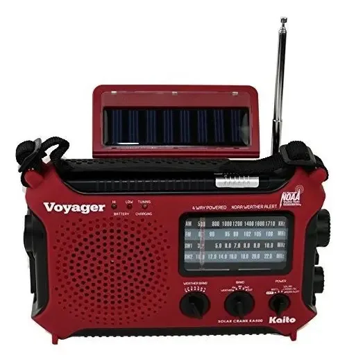 Rádio Kaito Ka500ip Voyager AM/FM/SW Solar/Dínamo NOAA, Vermelho