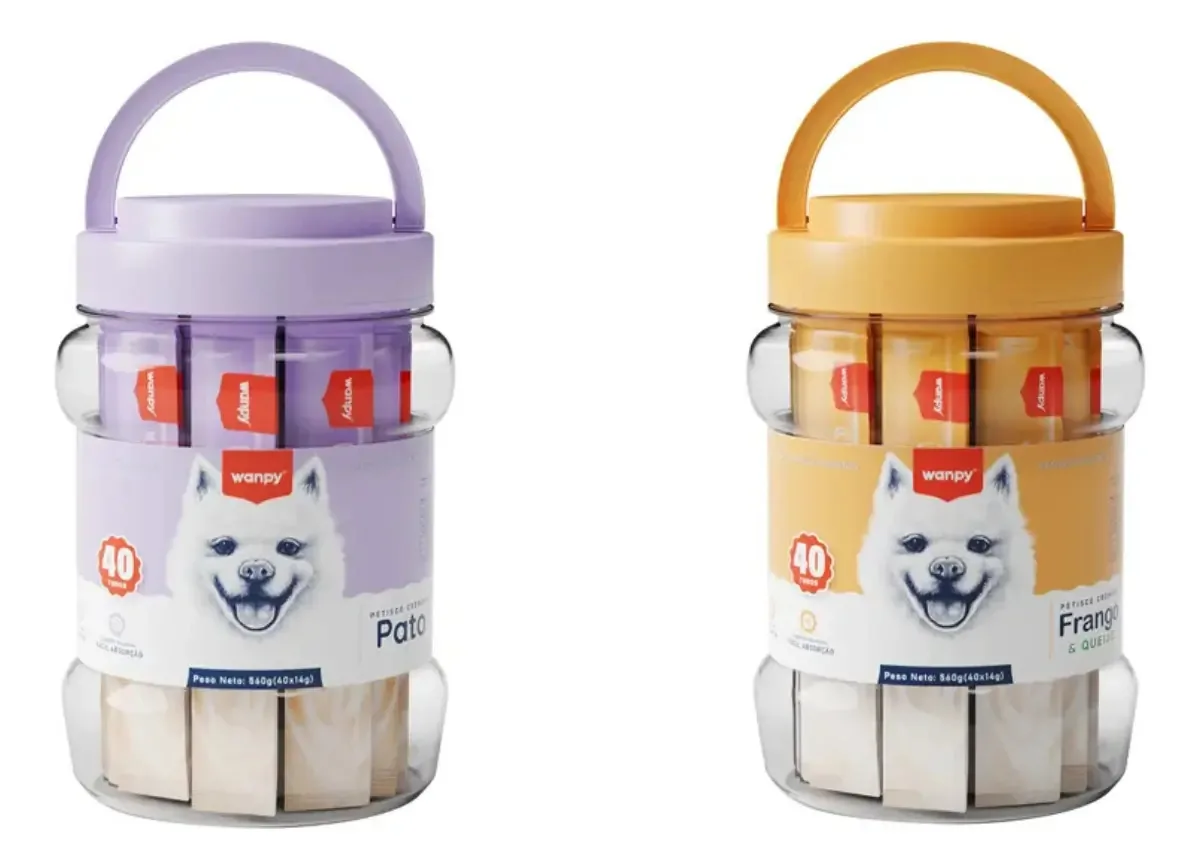 Kit 2 Wanpy Creamy Petiscos Para Cães Pote Com 40 Unidades