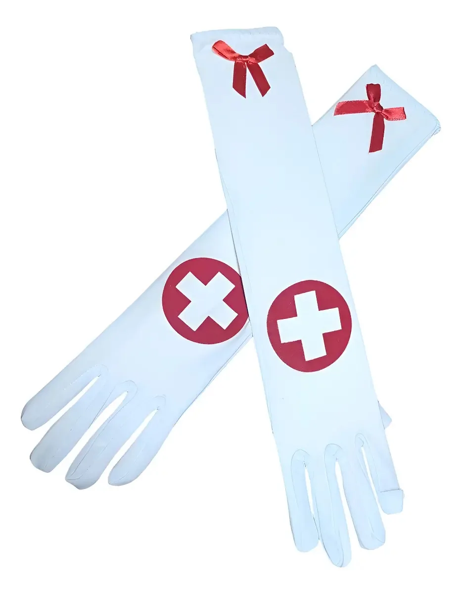 Luvas Branco Enfermeira Longa Para Festa Fantasia Cosplay