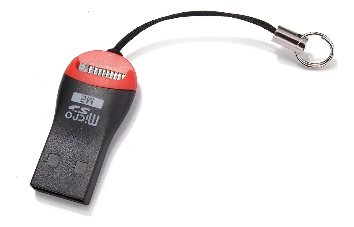 Mini leitor de memória USB Micro SD M2 Tf Chaveiro preto