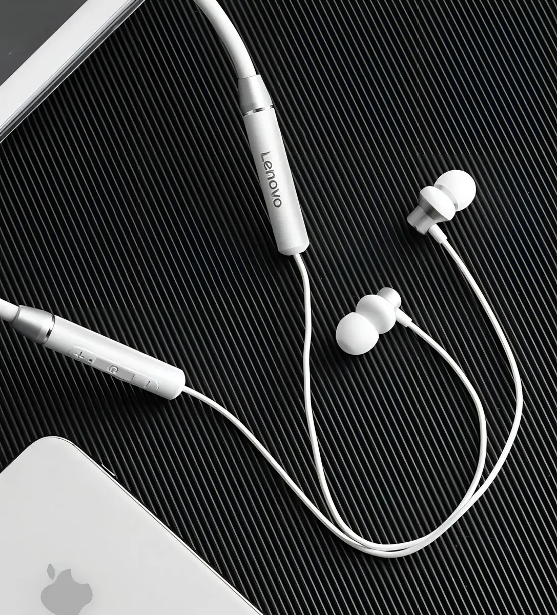 Fone Ouvido Lenovo He05 Bluetooth Esportes Estereo Flexível Cor Branco