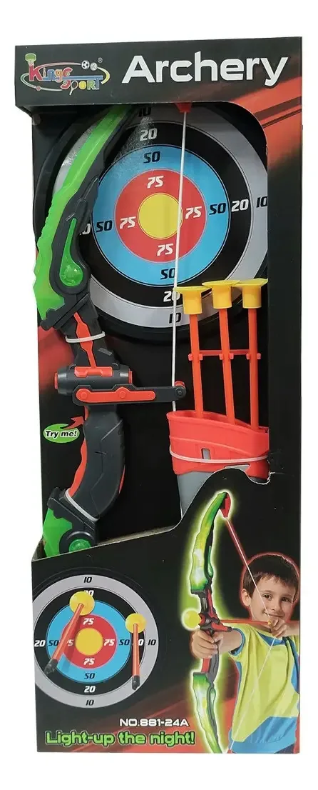 Arco e flecha luminosos com brinquedo verde Diana para crianças