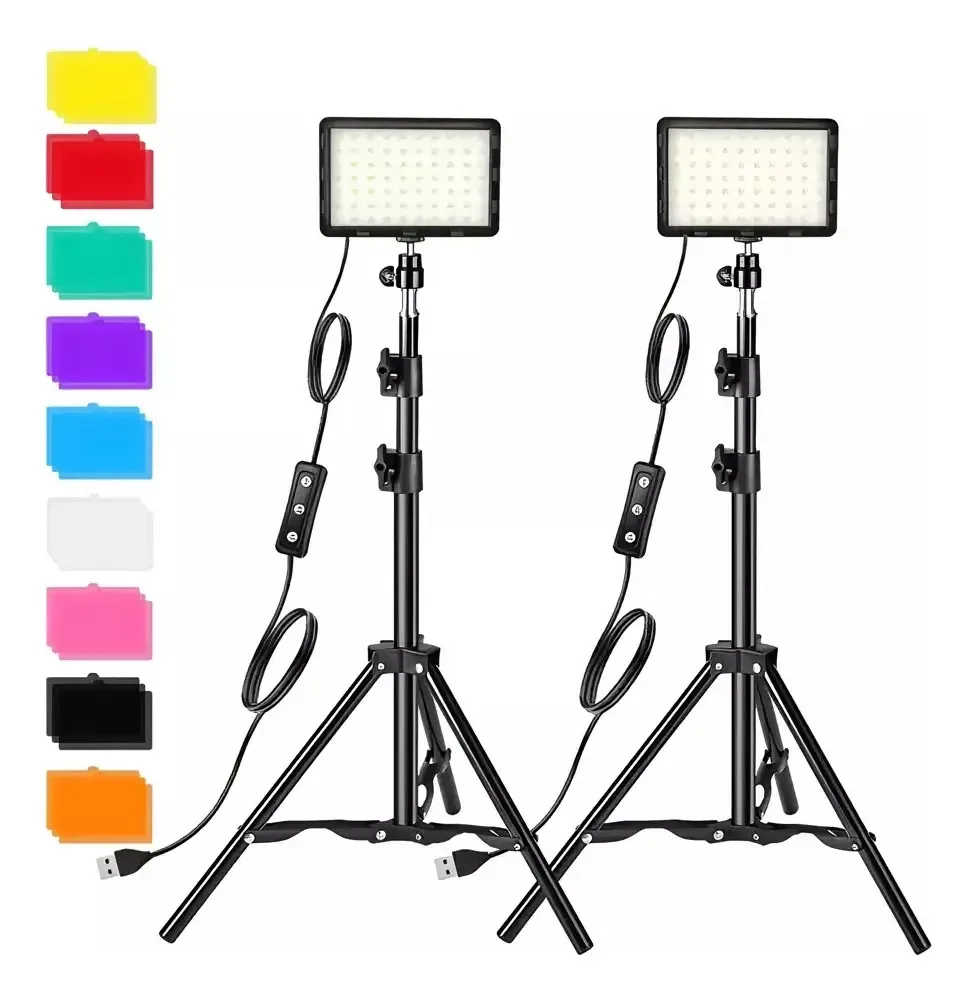 Kit LED USB, luz, iluminação de vídeo, fotografia ajustável, 2 unidades