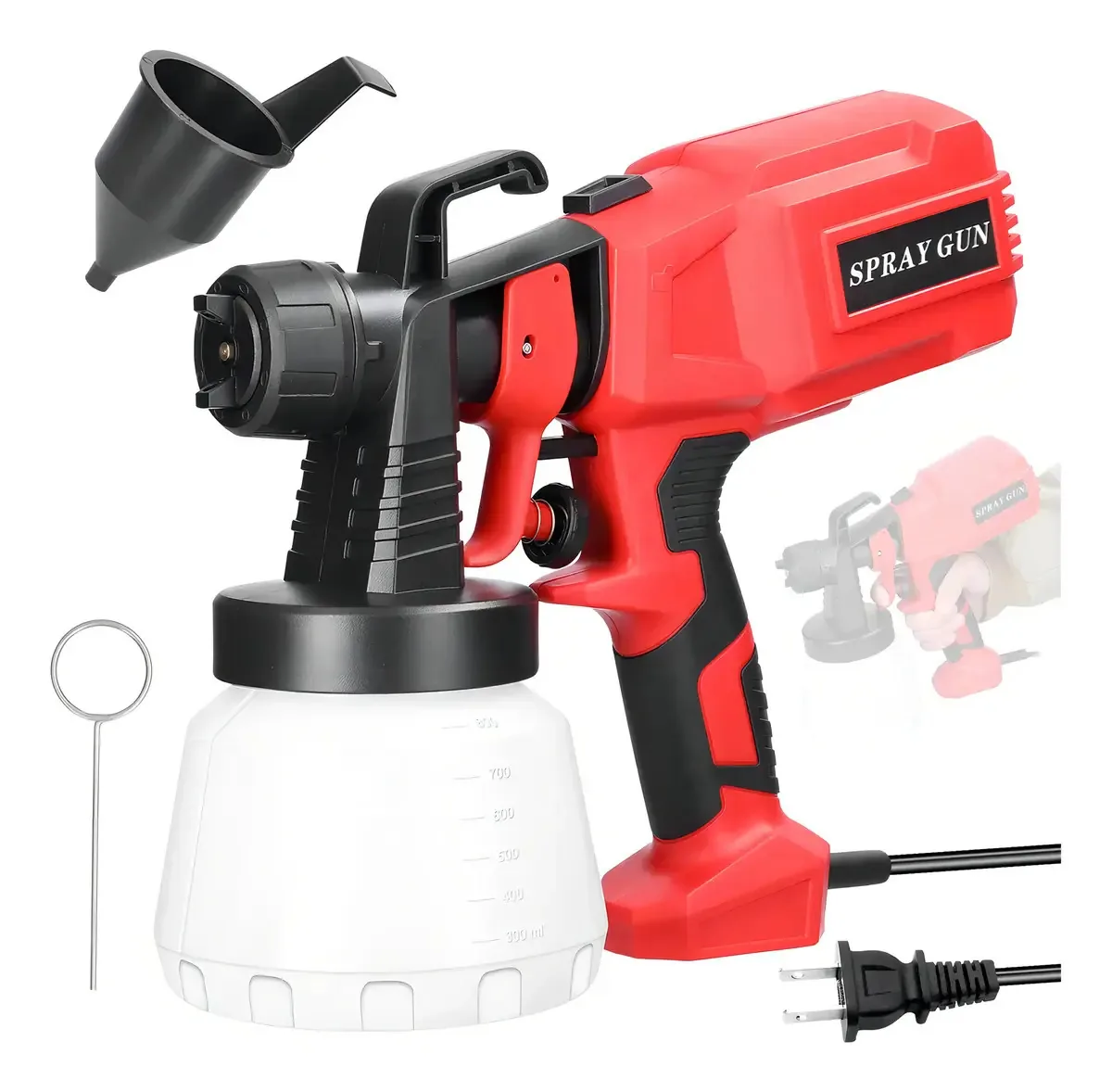 Máquina pulverizadora de tinta de 550 W, 3 modos de pulverização, pulverização, lata de tinta de grande capacidade, 800 ml, 32.000 rpm