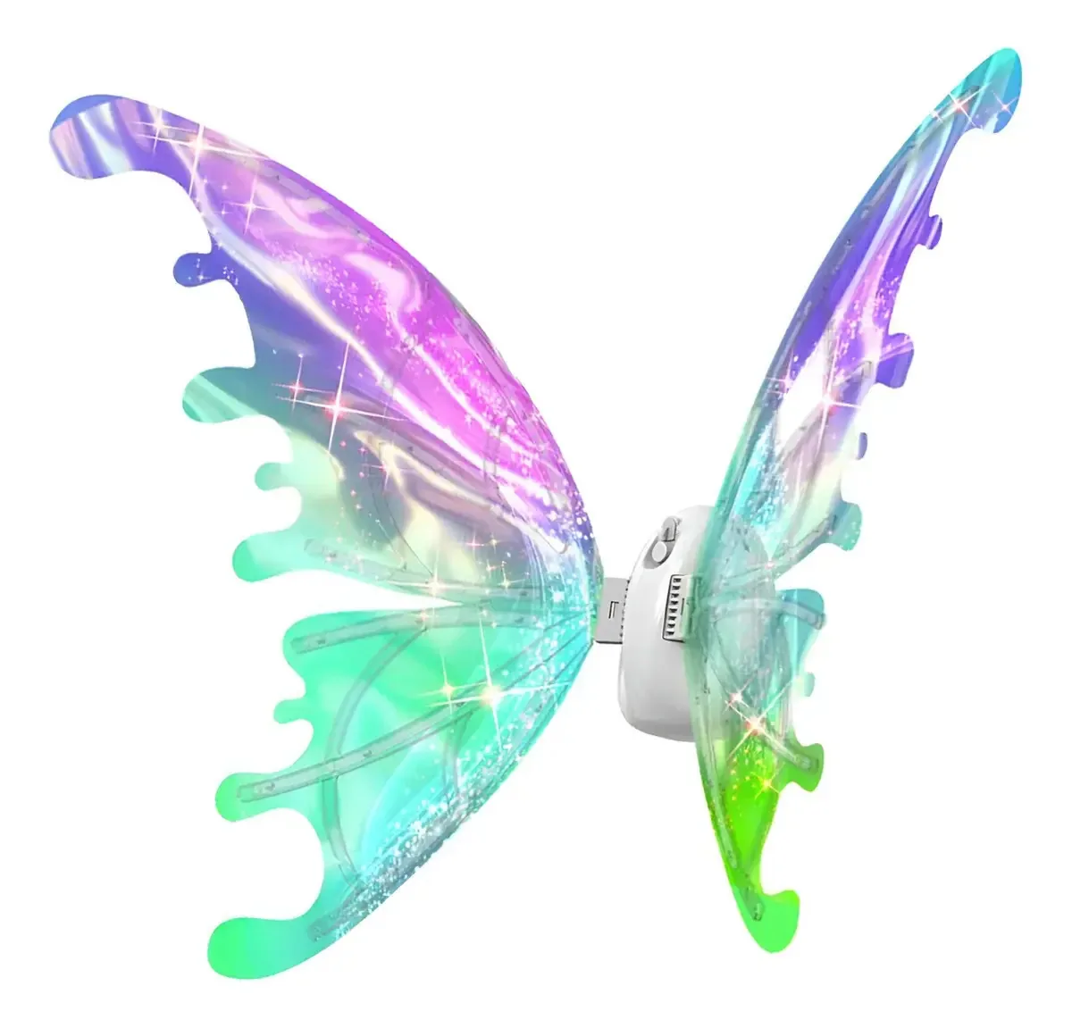 Fantasia de luzes LED Lighted Fairy Wings Musical Sounds, asas de fada elétricas para meninas, asas de borboleta móveis com luzes LED e música, brinquedo para crianças como presentes festivos