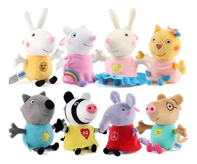 Conjunto de 8 pelúcias Peppa Pig Friends de 19 cm
