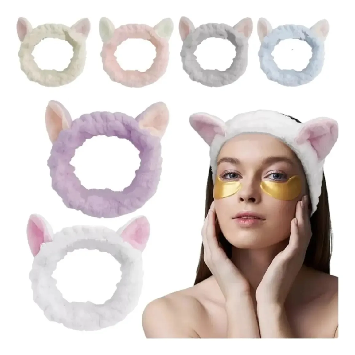 Faixa de maquiagem para limpeza facial de veludo, cosmetologia* 3 cores