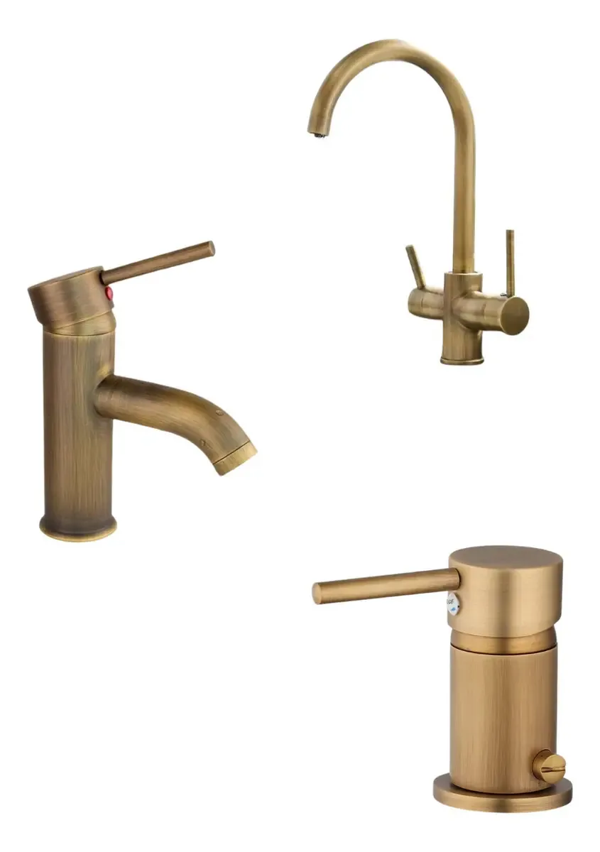Conjunto completo de torneiras de banheiro de cozinha modernas Torneiras de alavanca única + Bidê com transferência de controle único + Pia de cozinha dupla sob filtro de água da bancada + Rack de...
