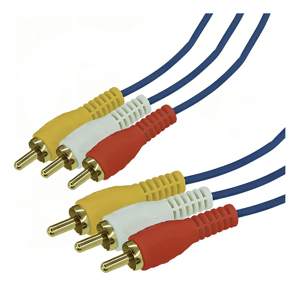 Cabo Para Áudio E Vídeo 3 Rca Para 3 Rca Pino Dourado