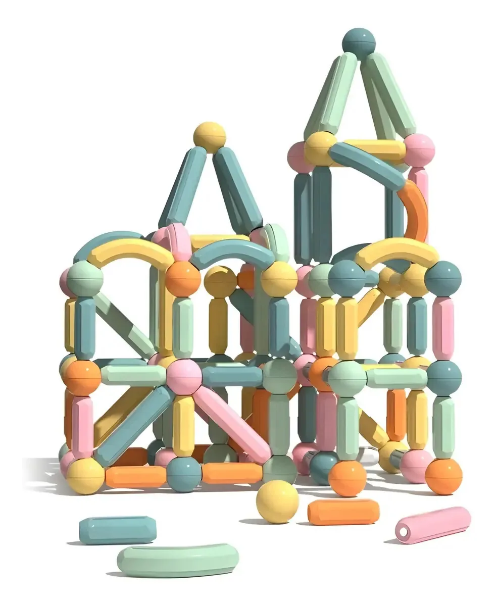 Magnetismo educacional: 143 peças para construção de blocos, versão didática de personagens