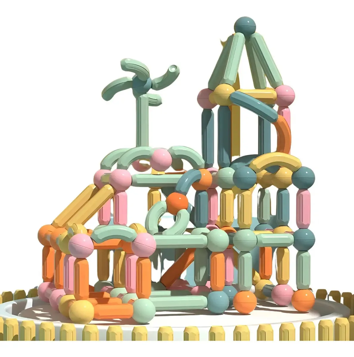 Magnetismo didático: 176 peças para construção de blocos, versão didática de personagens