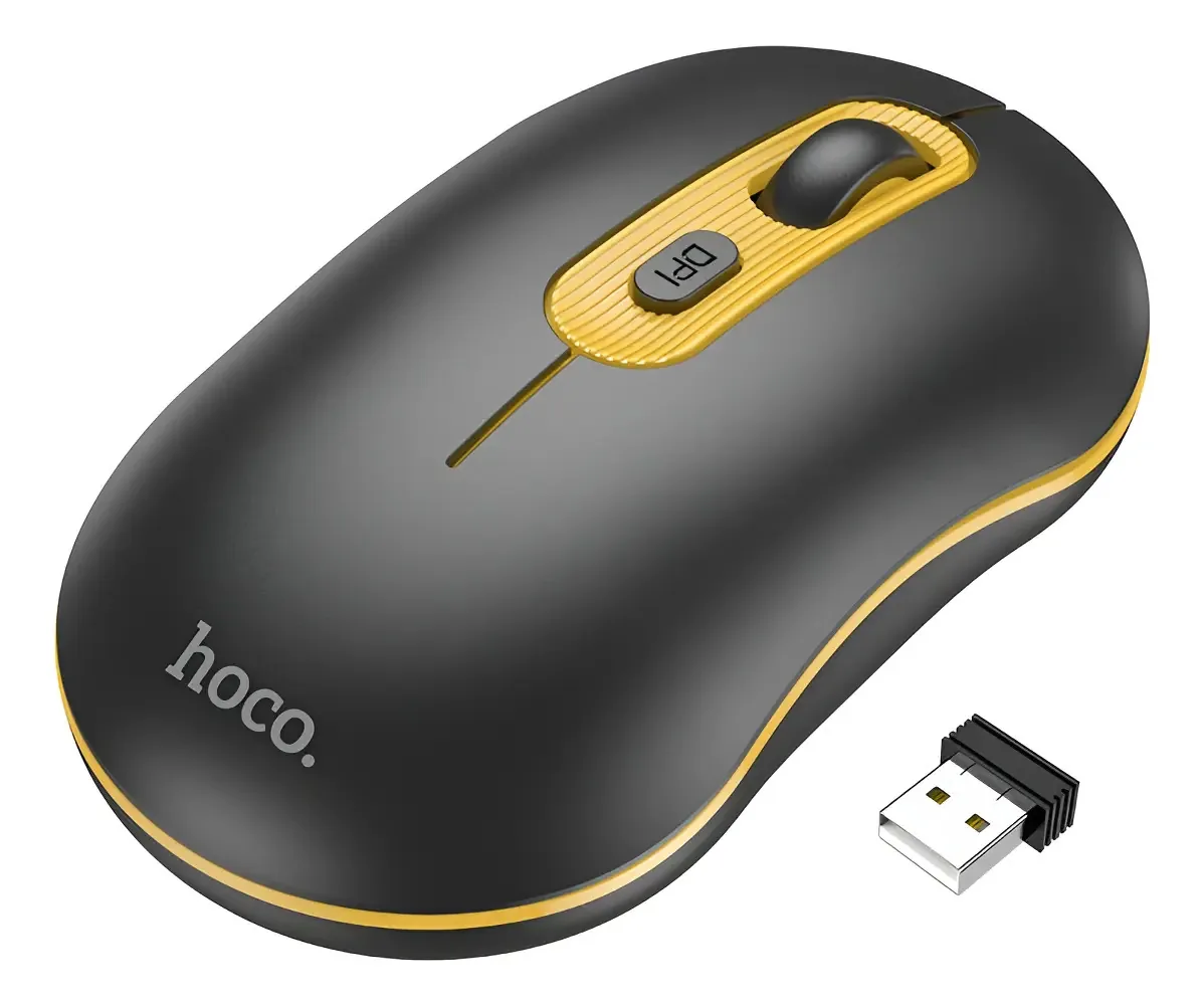 Mouse sem fio Hoco Gm21 2.4g - cor preta leve e ergonômica