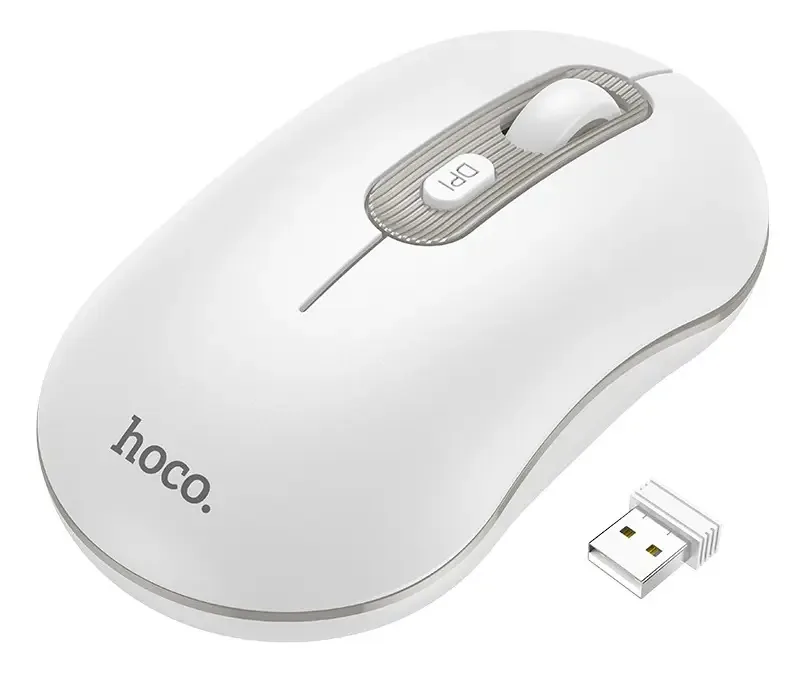 Mouse sem fio Hoco Gm21 2.4g - branco leve e ergonômico