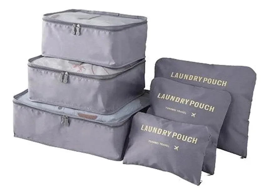 Kit Organizador De Bagagem Viagem 6 Peças Polo King Cor Cinza