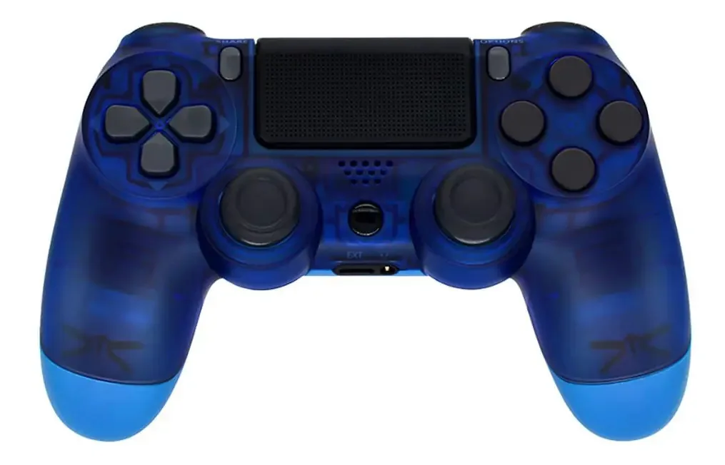 Joystick sem fio Ledstar Ps4 azul transparente