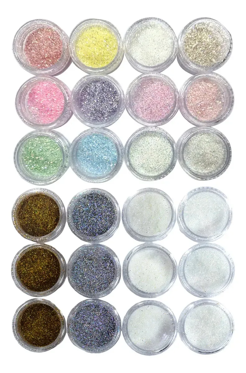 24 Glitter Encapsulado Flocado Pedrarias Caviar Strass Unhas Cor Kit 24-05