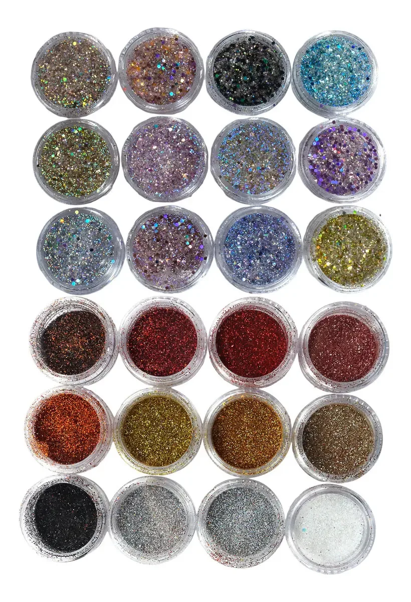24 Glitter Encapsulado Flocado Pedrarias Caviar Strass Unhas Cor Kit 24-06
