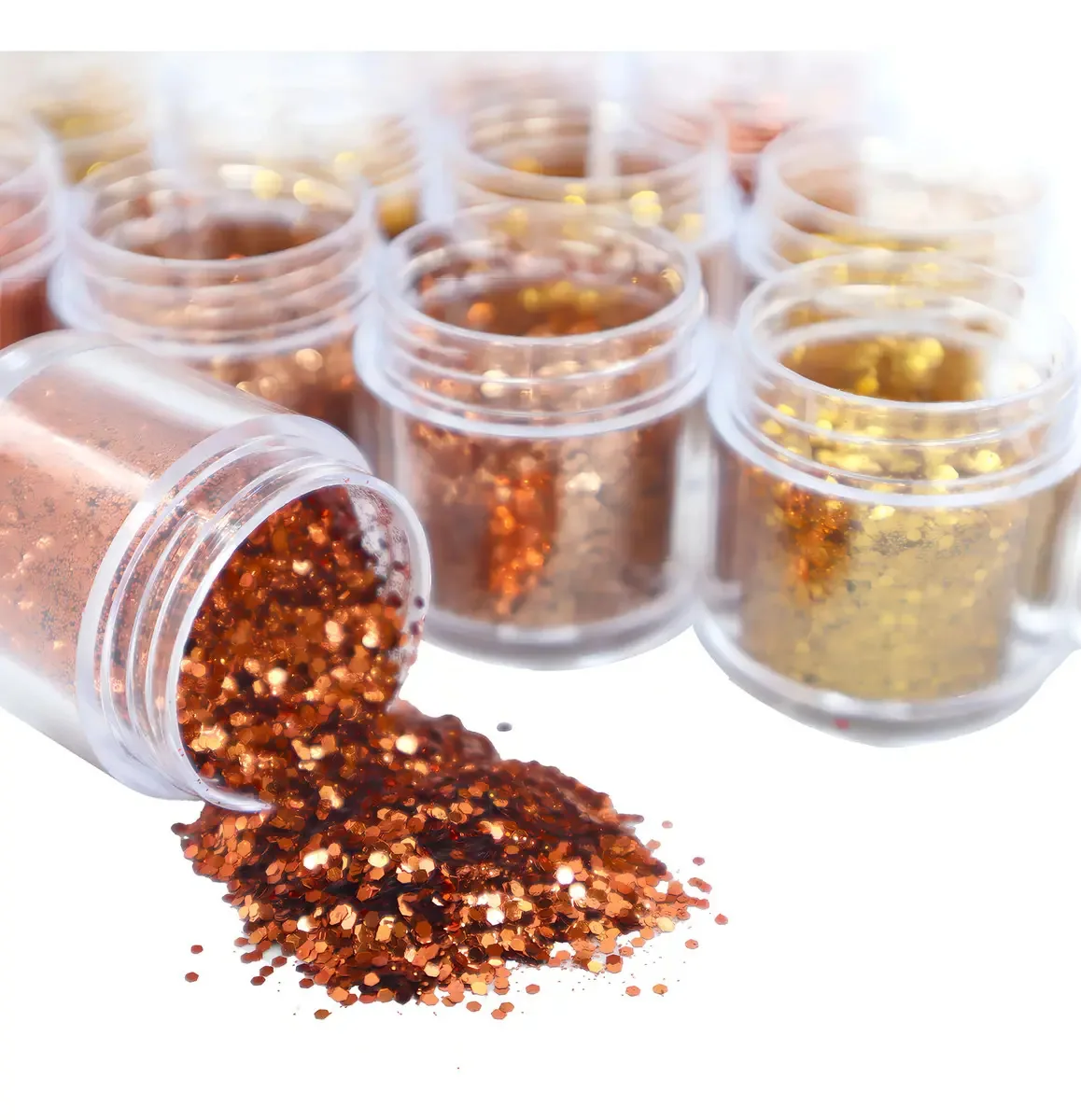 12 Potes Decoração Unhas Glitter Flocado Pedrarias Strass Cor HS-690