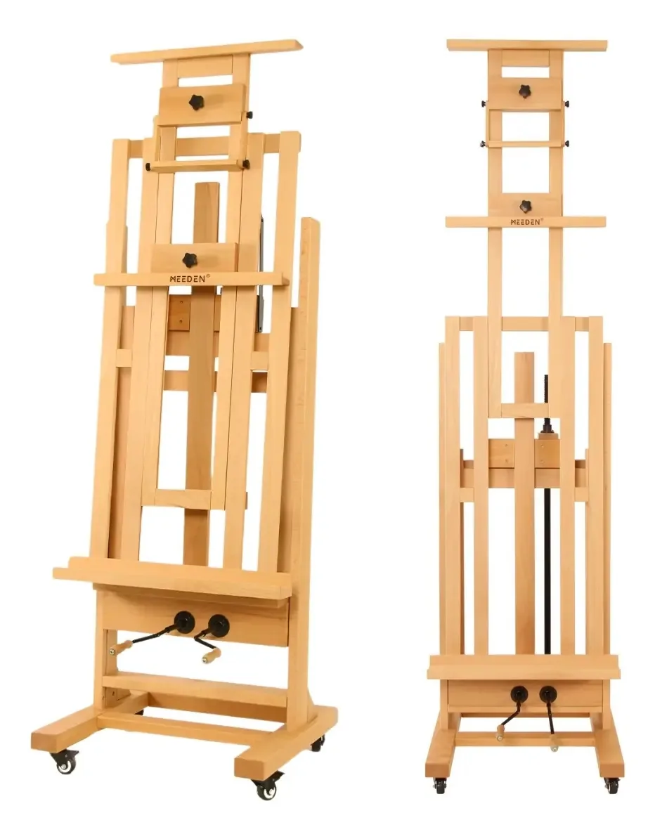 Cavalete Pintura 240cm Profissional Manivela Dupla Meeden Marrom-claro