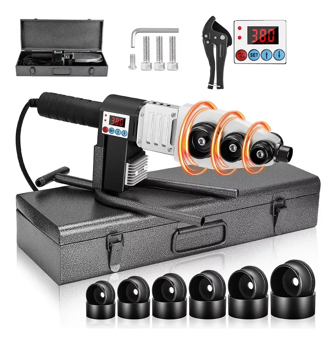 Kit de termofusão de display digital de 1000 w com 6 dados e tesouras