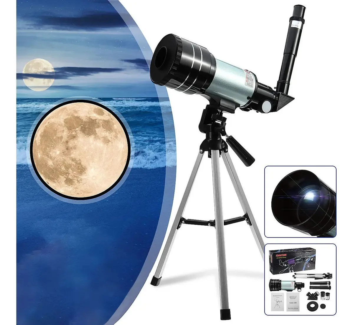 Telescópio Astronômico F30070 150x Zooml Cor Branca