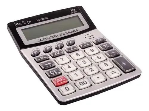 Calculadora De Mesa 12 Dígitos Visor Comercial Escritório Cor Prata e preto