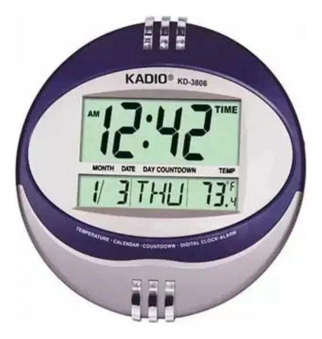 Relógio de parede digital Kadio com design de parede cinza