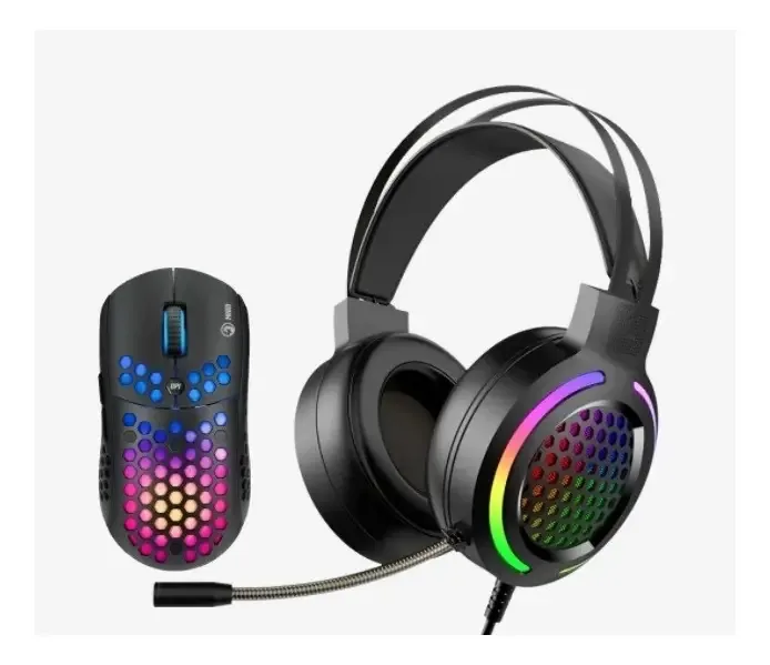 Kit Gamer Marvo MH01 Headset e Mouse RGB Preto 6400 DPI