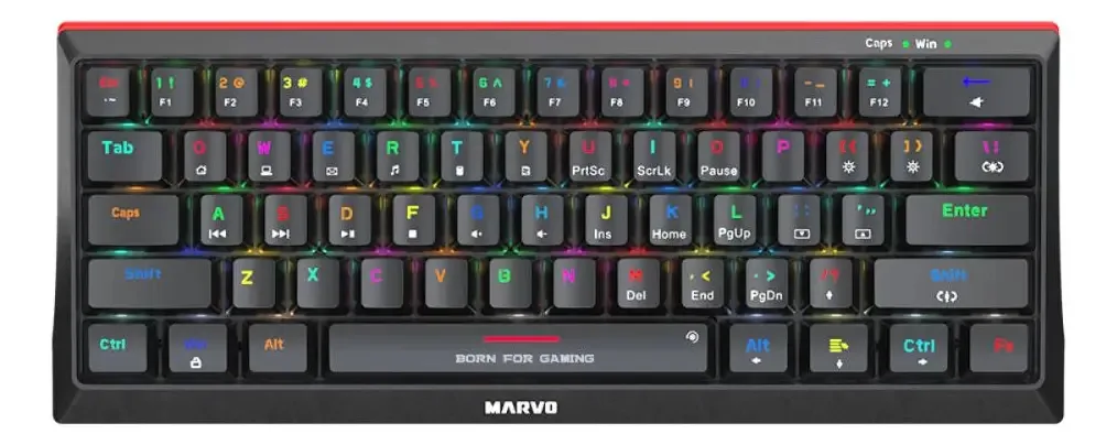 Teclado Mecânico Gamer Marvo Kg962g, Rainbow, Black