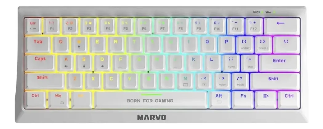 Teclado Mecânico Gamer Marvo Kg962gwh, Rainbow, White