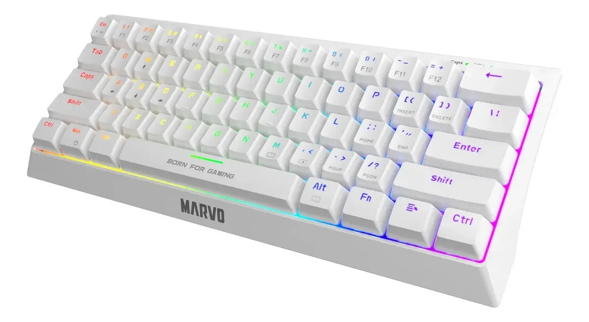 Teclado mecânico Marvo Kg962 60% Switches vermelho branco inglês