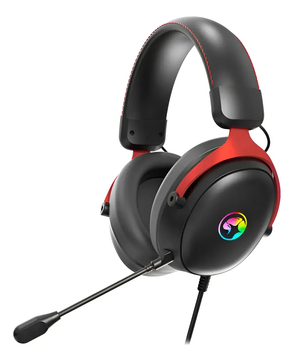 Headset Gamer Marvo RGB Drivers 53mm Som 7.1 Com Microfone Preto