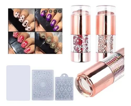 Kit de selagem e estampagem, decoração de unhas, discos de silicone estampados