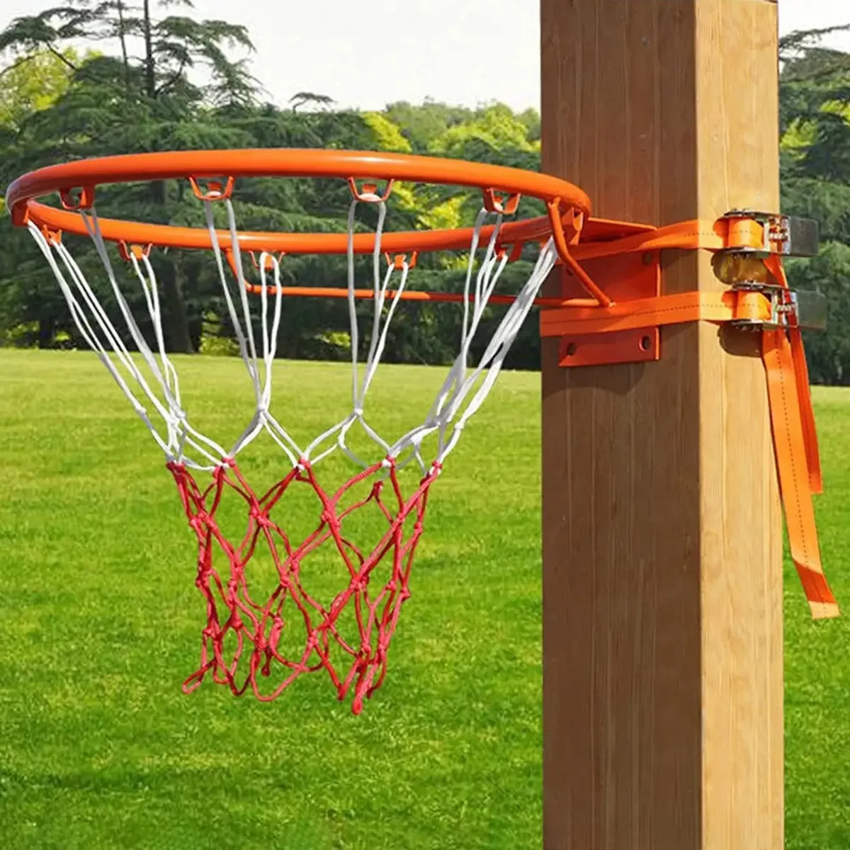 Cesta de basquete ao ar livre, brinquedo profissional com borda de basquete para montagem na parede, ganchos de basquete portáteis ajustáveis, para poste de árvore, fácil de instalar