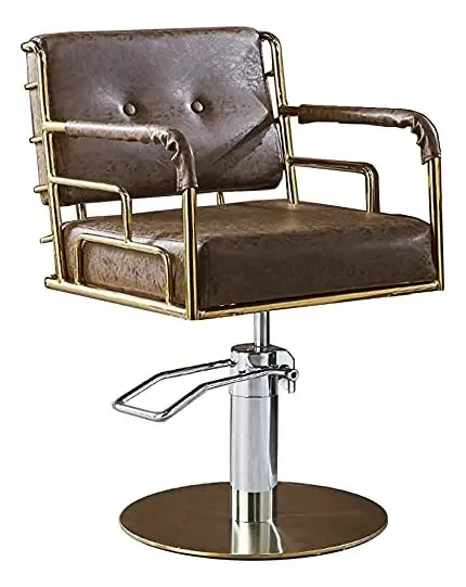 Qlazo Cadeira Giratória de Estilo de Cabeleireiro, Cadeira de Salão de Barbeiro Equipamento de Salão Profissional Elegante e Confortável Cadeira Hidráulica Multifuncional (cor: Brown, Tamanho:...
