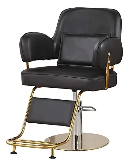 Qlazo Cadeira Giratória de Estilo de Cabeleireiro, Equipamento Profissional de Salão, Cadeira de Salão de Beleza Elegante e Confortável, Cadeira Hidráulica Multifuncional (cor: Black+gold 2)
