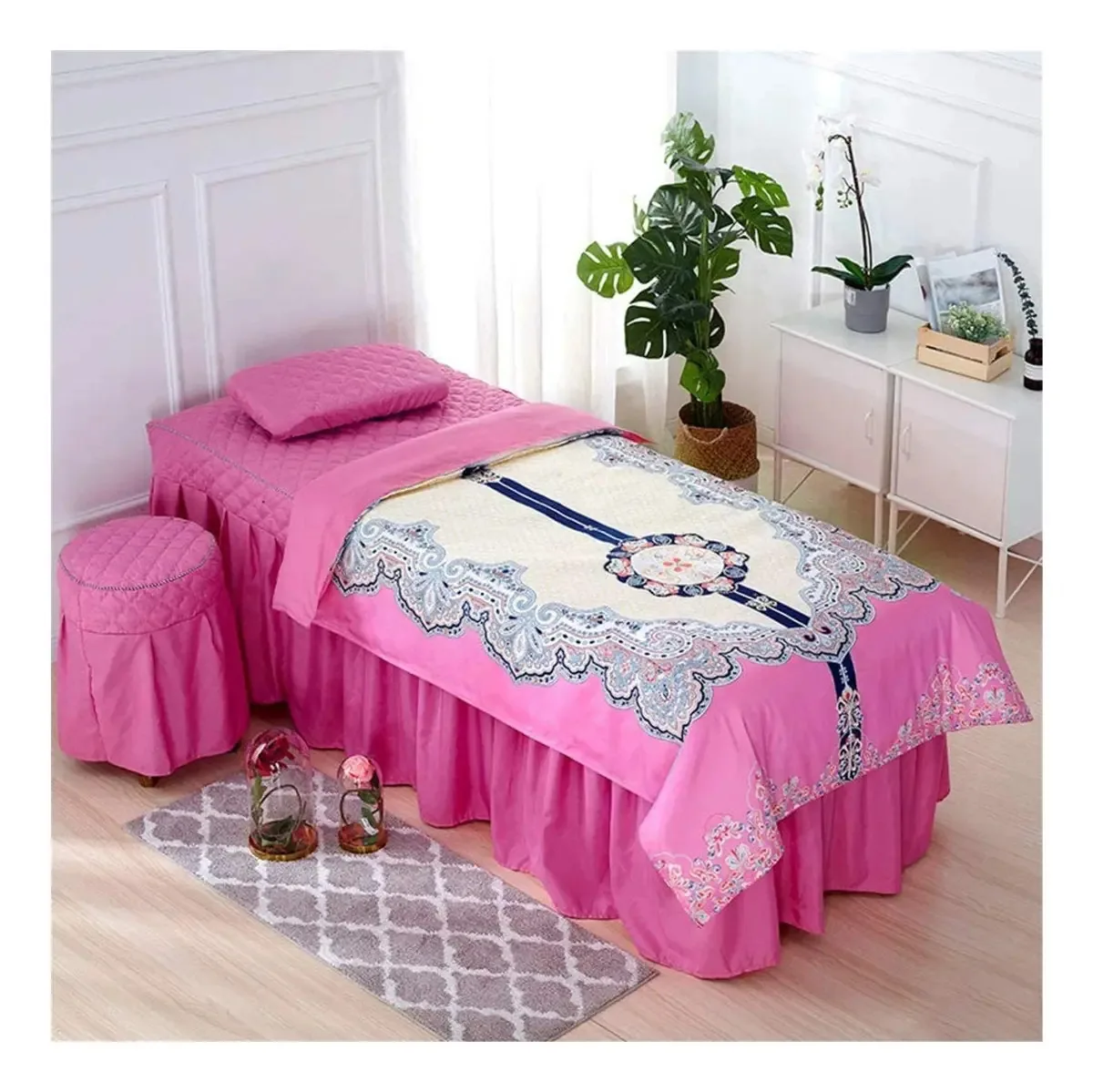 Saia de Cama de Massagem de Salão de Beleza, Cor Sólida Beleza Beleza Capa de Cama Folha de Massagem de Salão Saia de Cama Saia de Colcha - Resistente ao Desbotamento 70x185cm (28x73 Polegadas)