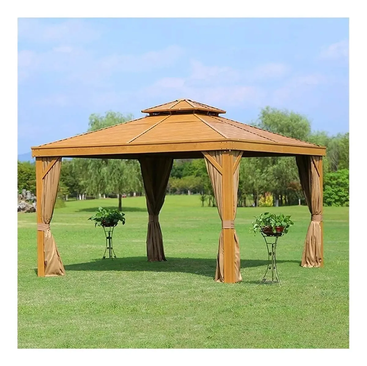 Gazebo Criativo ao Ar Livre para Casa ou Clube de Negócios, 3 * 4m Gazebo Gazebo, Pavilhão ao Ar Livre Pavilhão Villa Lazer Alumínio Liga Chalé Toldo ao Ar Livre Villa Costopio