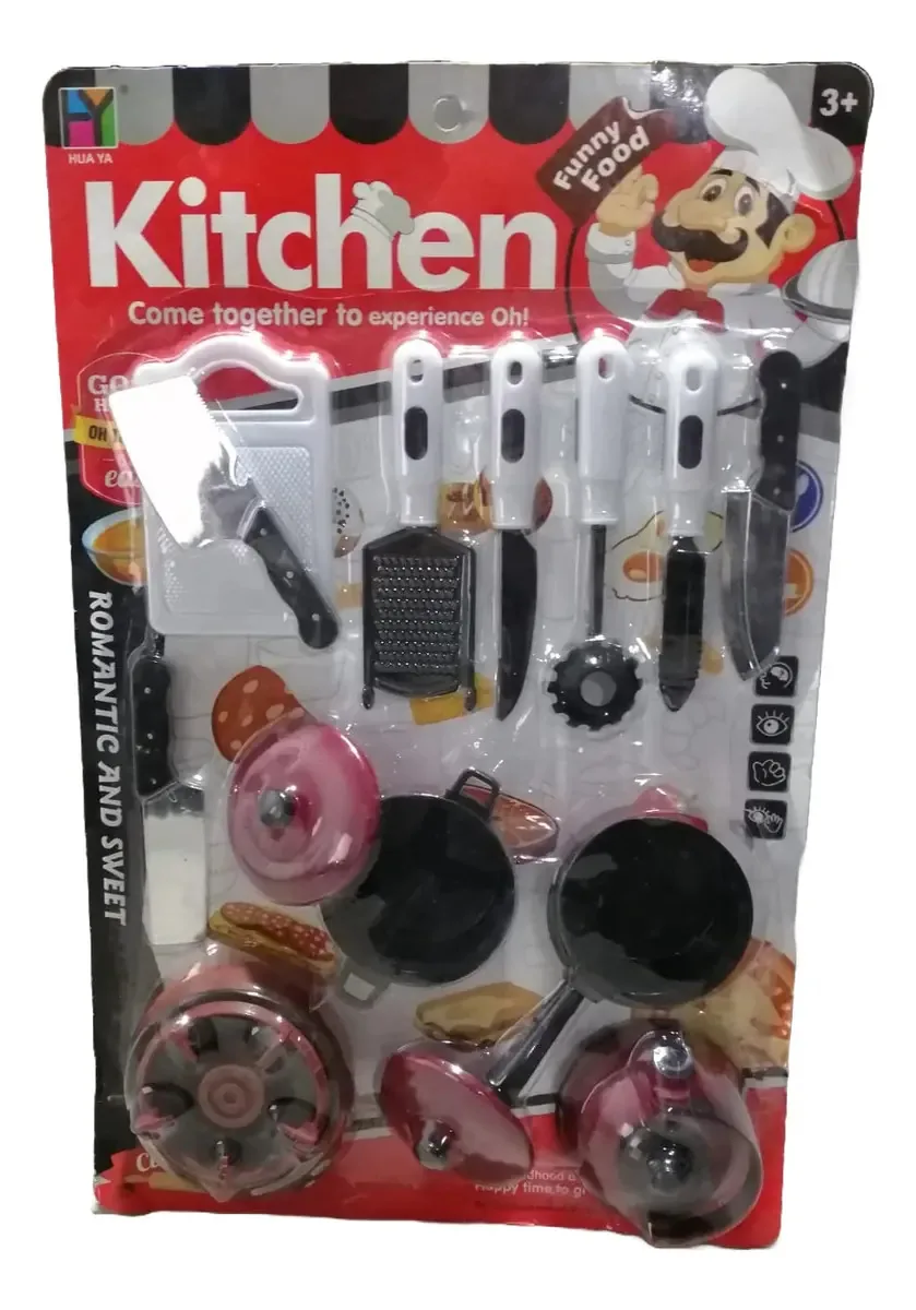 Conjunto de 13 peças de utensílios de cozinha para meninos e meninas, cor de terracota