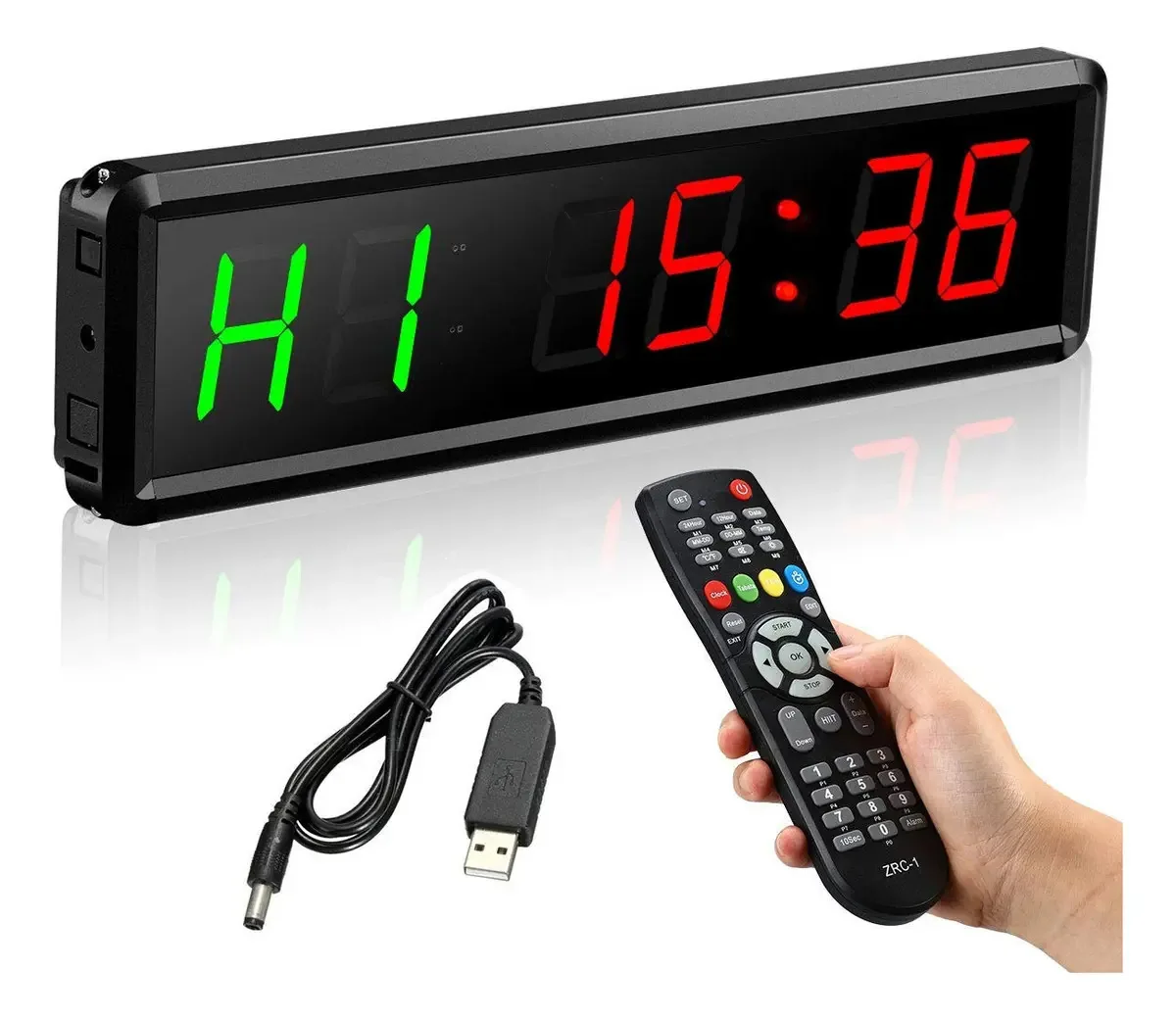 Temporizador de intervalo Seesii, treino físico, casa, garagem, academia, contagem regressiva/ascendente, cronômetro com controle remoto para exercícios, Tabata, Emom, Mma (4,6 cm)