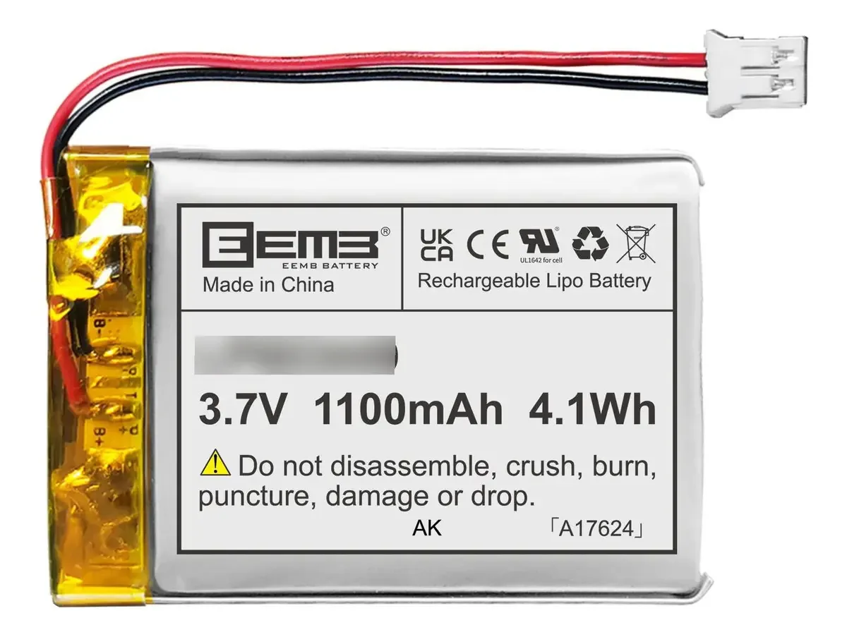 Bateria recarregável Lipo de 3,7v 1100mah com conector Jst