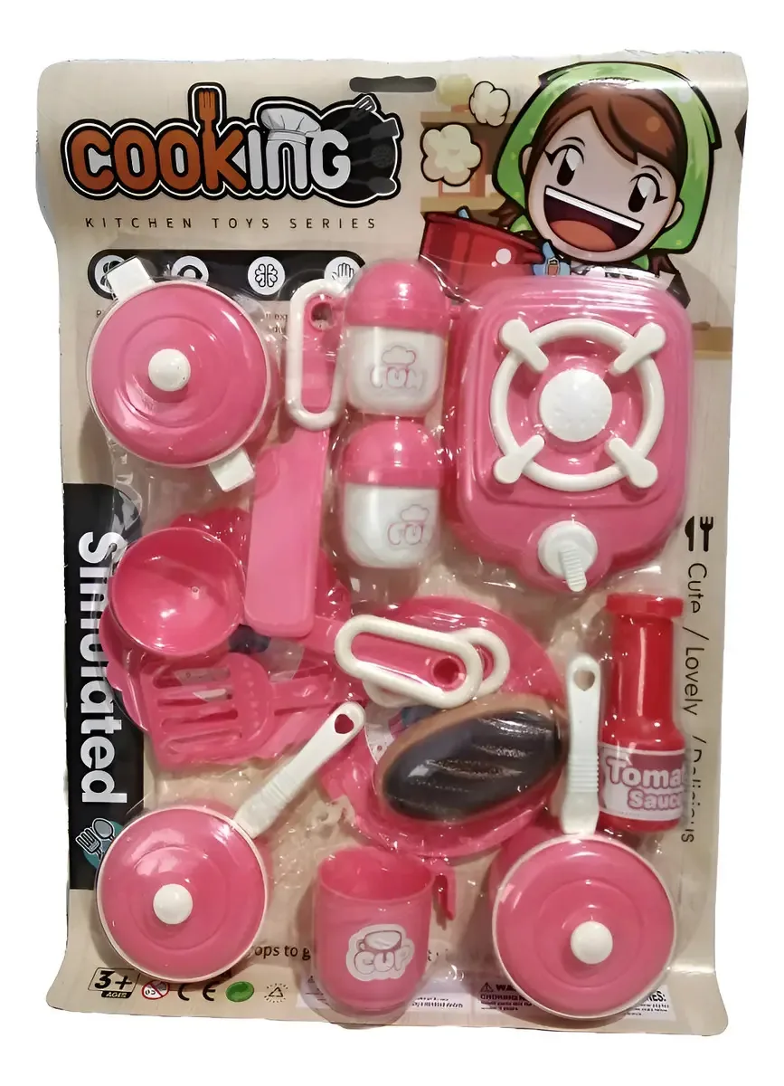 Conjunto de 14 peças de utensílios de cozinha para meninos e meninas Light Coral