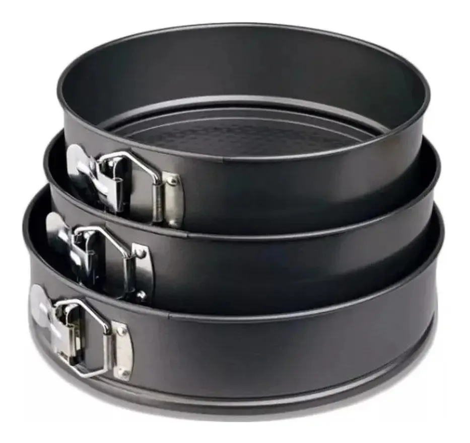 3 moldes redondos, moldes para pastelaria antiaderente preta