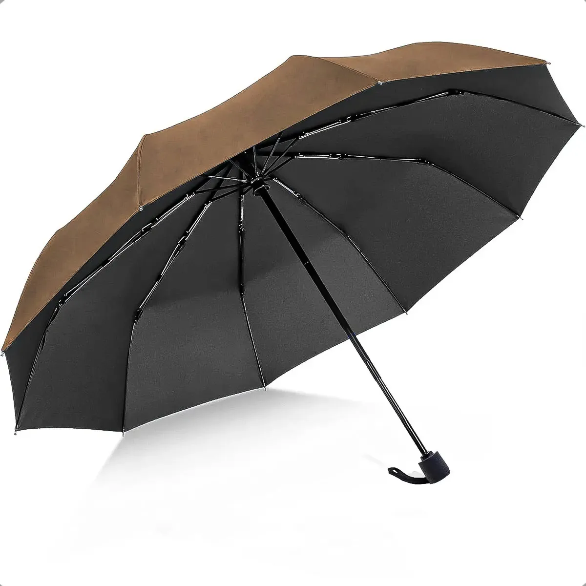 Guarda-chuva Guarda-chuva guarda-chuva dobrável Guarda-chuva UV Cor marrom Design de tecido liso