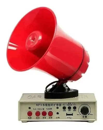 Alto-falante Megaphone Auto Mp3 Usb 12/24V com gravador de voz