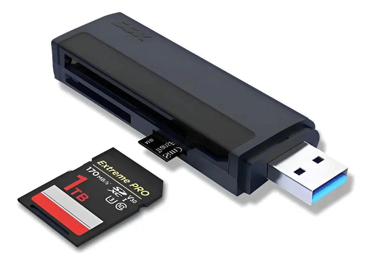 Leitor de cartões de memória Compact Flash CF/TF/SD Ssk Sc401 Preto
